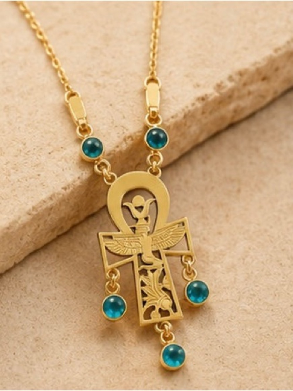 18k solid Gold Ankh Necklace